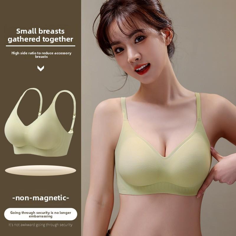 Small Bust Push Up Seamless Fixed Cup Bra, Soft Support Lifting Wireless Bra