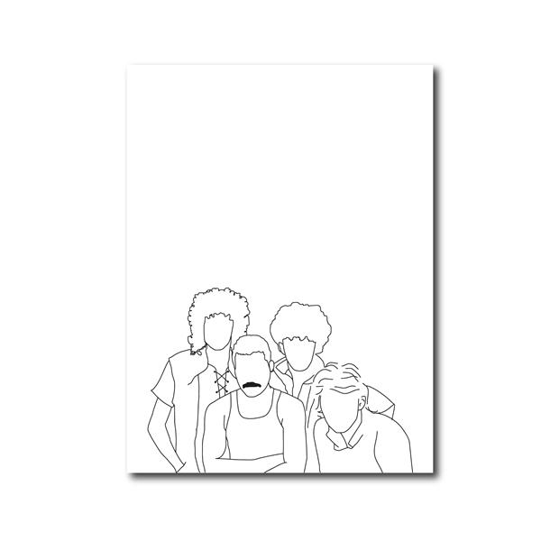 Freddie Mercury Silhouette Disegno a Linee Stampe d'Arte Bianco e Nero Poster Minimalista Immagini da Parete Musicali Pittura su Tela Decorazione