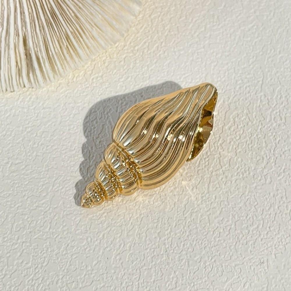 Golden Color Starfish Hair Clip Gold Color Scallop Shape Shell Hair Clip Elastic Design Duckbill Hair Clip Beach Party