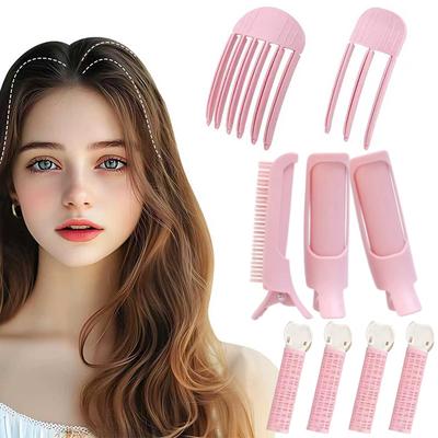 2-4 Stück Modischer Flauschiger Haarclip, 3 und 6 Zinken Kamm, Tragbare Damen High Cranial Top Flauschige Styling Volumen Haarroller