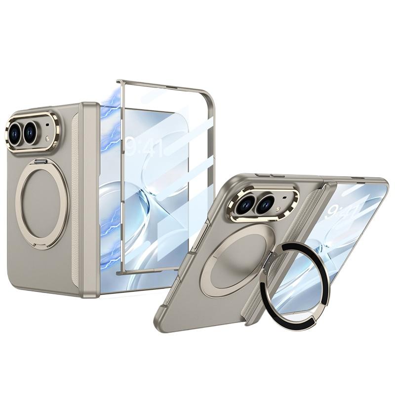 Luxury 360 Rotating for Magsafe Magnetic Bracket Case for IPhone Duo Fold Hinge Protection Screen Protector Phone Hard Cover
