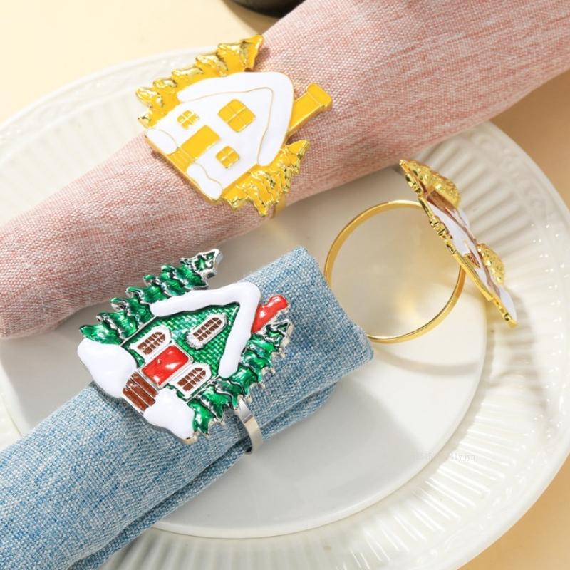 New House Napkin Ring Creative Versatile Napkin Rings for Christmas Hotel Western Restaurant Table Napkin Holder for Christmas