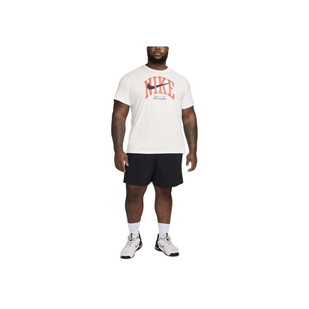 Nike Logo Letter Print Pattern Round Neck Fitness Short Sleeve T-Shirt Men T-Shirts Peak-White FZ8048-121