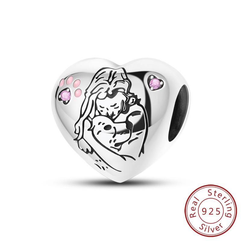 Original Copper Charm Bead Balloon Poodle Cute Puppy Heart Charm Fit Bracelet Bangle Pendant Women Diy Jewelry Gift