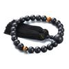 Nenjudo Made In Japan Men's Ebony and Tiger Eye Prayer Beads with Two-Ten Designs Includes Prayer Bead Bag Handmade In Japan, Suitable for All Sects