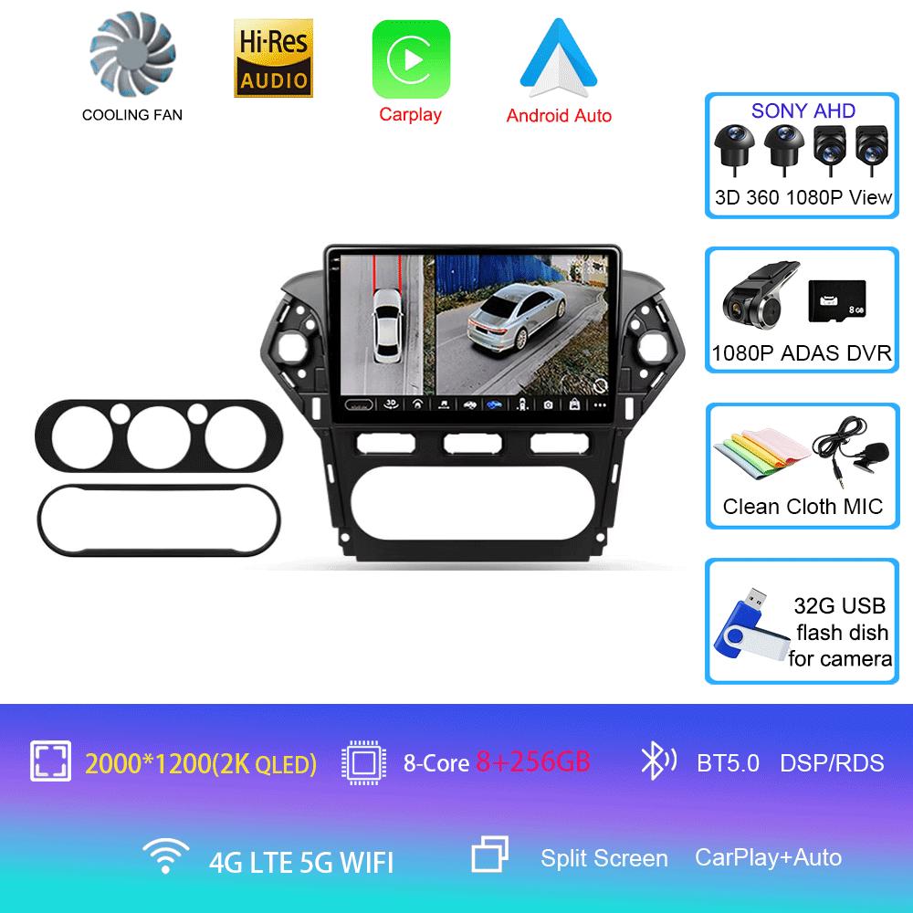 Car Radio Android 14 Carplay Auto For Ford Mondeo 4 Mk4 2010 - 2014 Navigation GPS Multimedia Player Stereo wifi+4G BT Video DVD