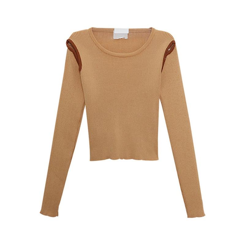 Knitwear Women's Fall New Model with A Bottom Sweater Sweater Off-shoulder Long Sleeve Short Student Clothes Female