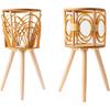 Rattan Plant Stand Woven Plant Stand Wooden Wicker Planter With Wooden Legs Rattan Plant Display Rack Decorations Indoor Flower Holder Handmade Stand