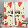 2pcs 2D Flat Printing Curtains Welcome Watermelon Summer Slices Polyester Fabric Without Electricity Festive Wall Decor for New