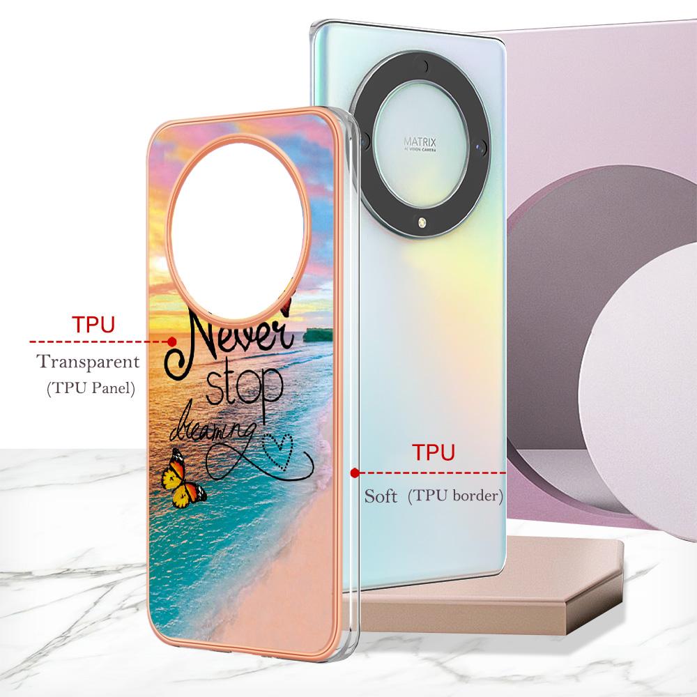 Pouzdro pro Honor X9a 5G/X40 5G/Magic5 Lite 5G s IMD mramorovým květinovým vzorem TPU zadní kryt na mobil