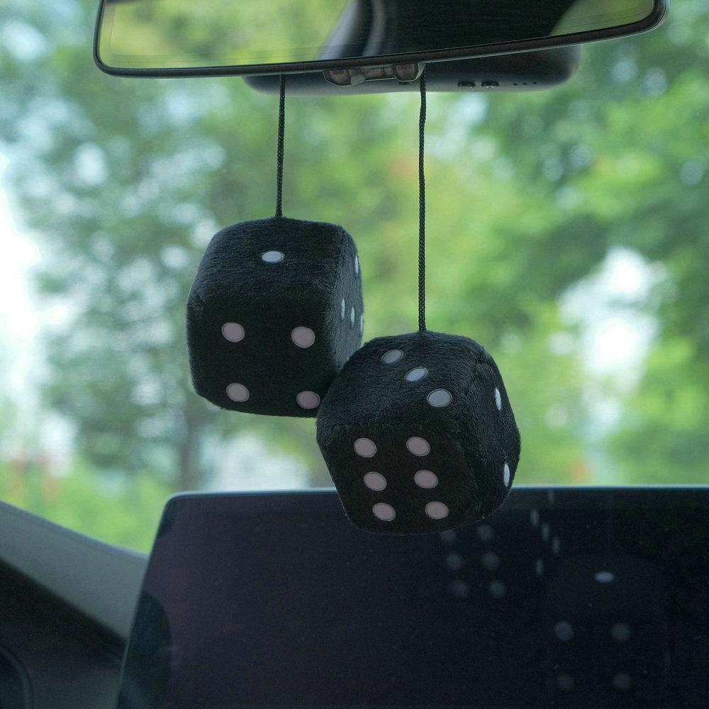 1 Pair Car Pendant Colorful Plush Dice Automobiles Rear View Mirror Charms Hanging Ornaments