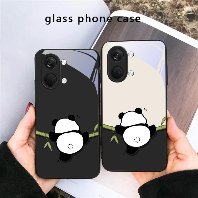 Cute and Adorable Panda For OnePlus Ace 2 3 2V 5 Pro Nord CE 2T 2 3 Lite N20 N30 6 7T 8 T 9 10 Pro 11R 12R 13R Glass Phone Case