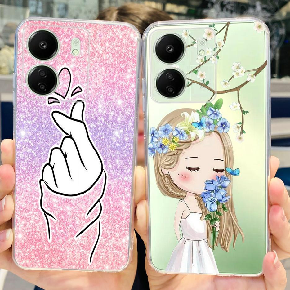 For Xiaomi Poco C65 Case Cute Cat Butterfly Cover Soft TPU Phone Case For Xiaomi Redmi 13C Redmi13C PocoC65 Fundas 6.74'' Bumper