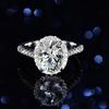 Bague Ringen Luxury 2.0 Carat Moissanite Oval Cut Diamond Rings For Women Band 100% 925 Sterling Silver Wedding Engagement Gift