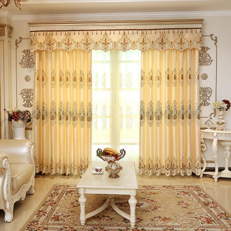 Lusso Chenille Ricamo 3D Corona Trattamenti Finestra Europei Reali Tende Oscuranti Soggiorno & Camera da Letto Arredamento Casa