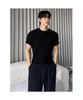 8SECONDS Ribbed Henley Neck Short Sleeve Knit Black