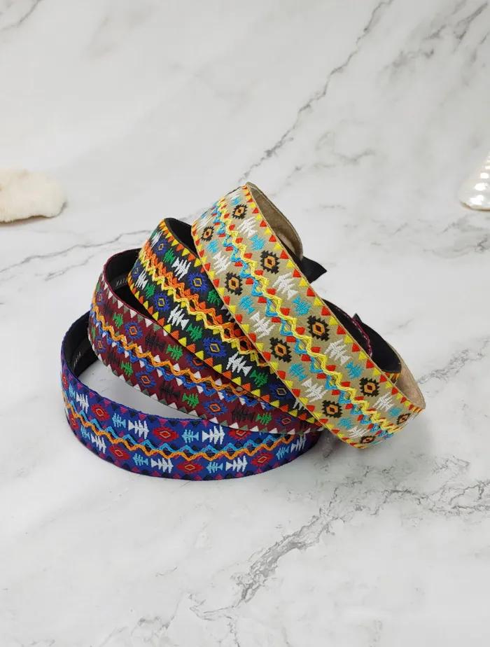 Maia Geometric Pattern Headband - Beige