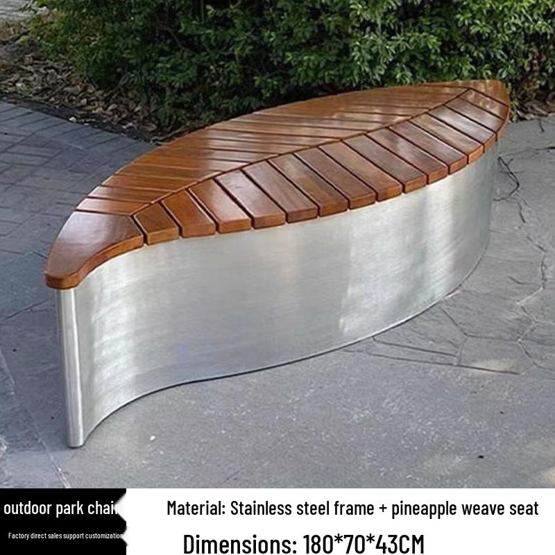 Stainless Steel & Solid Wood Outdoor Anti-Corrosion Park Bench for Garden or Courtyard Use