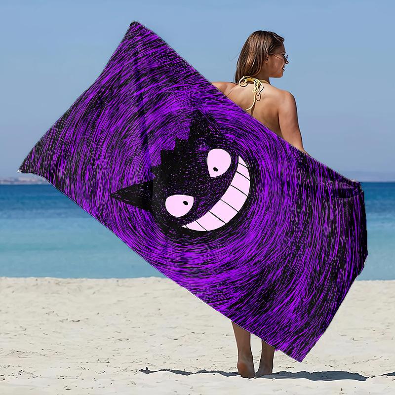 Children'S Bath Towel Gengar Towel Theme Beach Blanket Quick Dry Soft Swimming Towel For Beach Pool Bathyoga