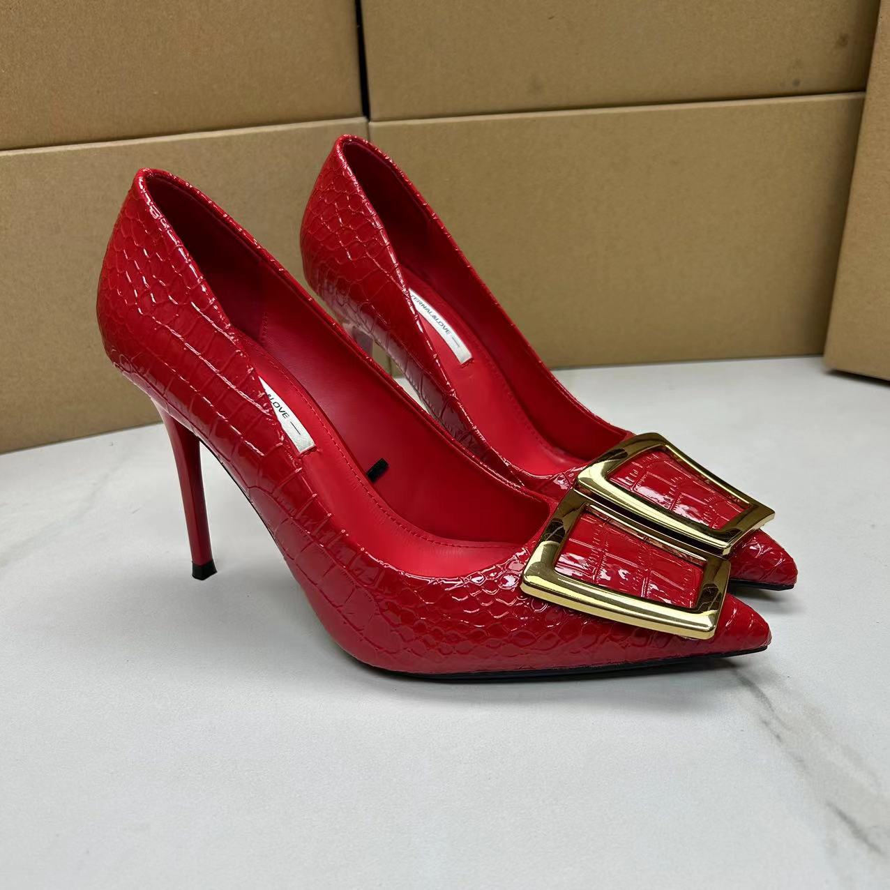 

новая сексуальная личность металлическая отделка змеиная кожа мода все со светом открытые женские туфли на высоком каблуке 40