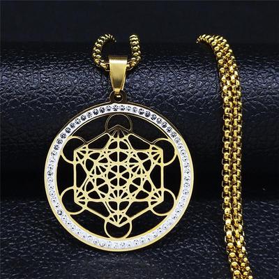 Collana Unisex in Acciaio Inossidabile Geometria Sacra Fiore della Vita