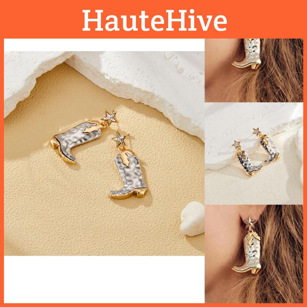 Catching Eye Retro Five Pointed Star Alloy Earrings Ideal For Women Trendy