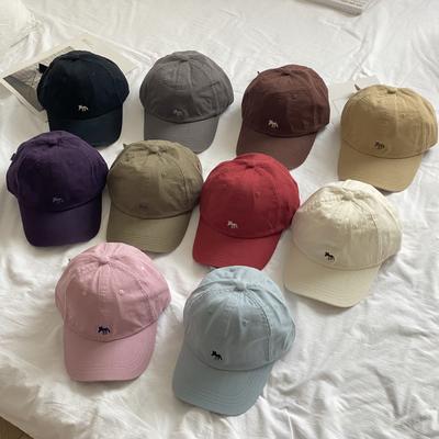 Korean Embroidered Little Fox Cotton Baseball Hat Men and Women with Wide Brim Showing Faces with Small Duckling Cap Sun Protection Trend