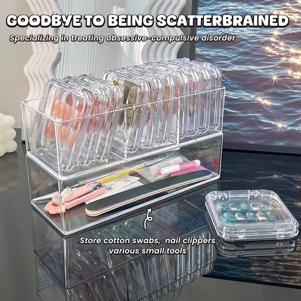 False Nail Case Plastic Storage Box for Fake nails Transparent Pink Nail Art Display Stand Fake Nails Organizer Packing Box