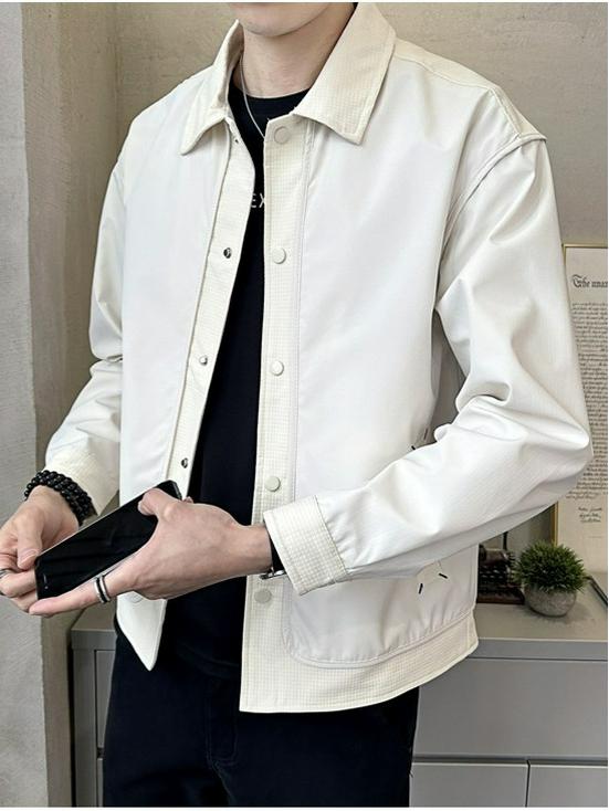 2025 Men's Casual Street Style Jacket - Trendy Lapel, High-End Workwear for Spring & Autumn