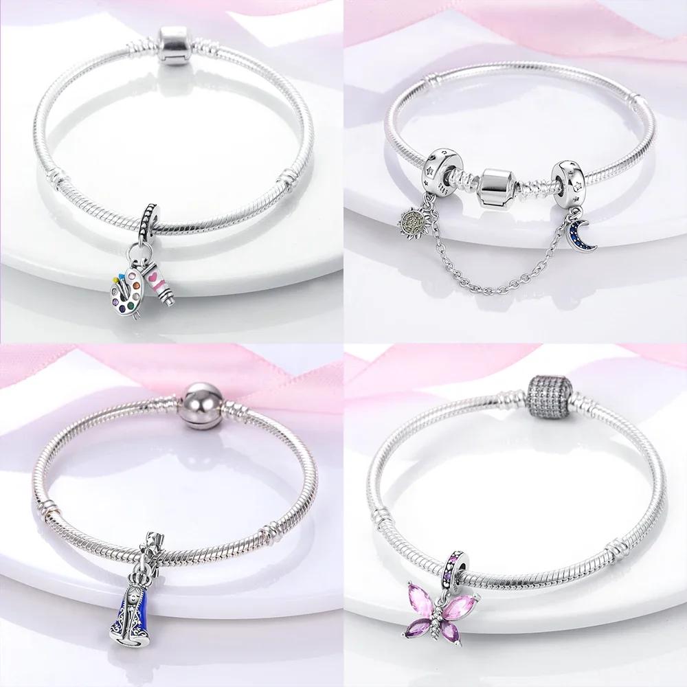 Pink Butterfly Luminous Firefly Dangle New Copper Charms Bead Fit Bangle Bracelet Necklace Diy Jewelry Women Gift