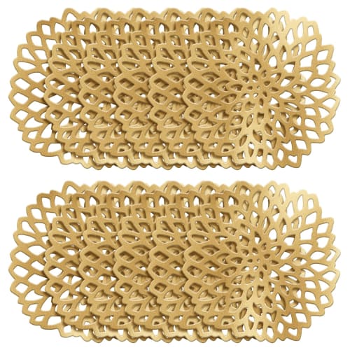 Hitchlike Coasters, Set of 12, Dahlia (Rose Gold), Cup Holders, Glass Mats, Stain-Resistant, Insulated, Non-Slip, Washable, Tabletop Decorations for H