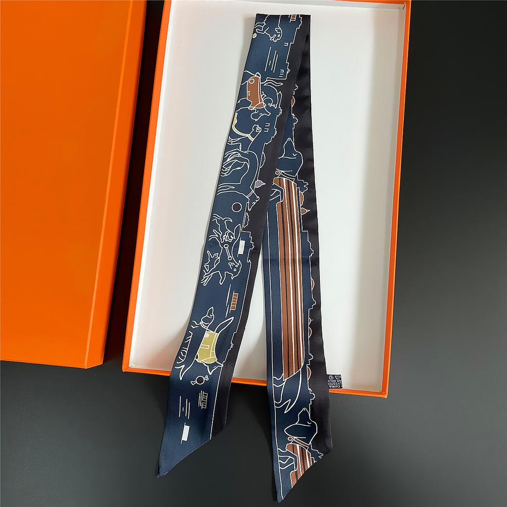 Double Colored Paisley Twill Silk Scarf New Brand Design Luxury Scarf Women Foulard Skinny Bag Scarves Neckerchief Hair Headband