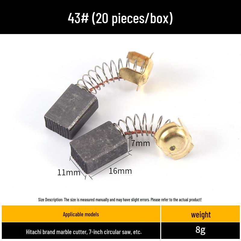 Carbon Brush Set for Angle Grinders, Cutting Machines, Hand Drills, Polishers, Sanders, Impact Drills, and Motors