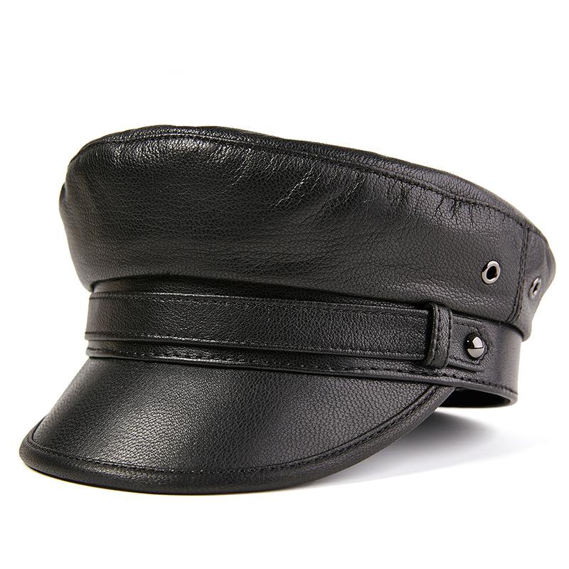 Autumn/Winter Genuine Leather berets Caps Motorcycle