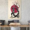 Japanese Ink Canvas Art Print Poster Samurai Couple Cherry Tree Wall Art Paintings for Living Room Decoration Home Decor