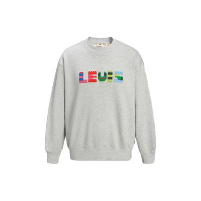 Levis X Lego Buchstabenbesticktes Rundhals Langarm Sweatshirt Herren Sweatshirt Grau A5441-0000