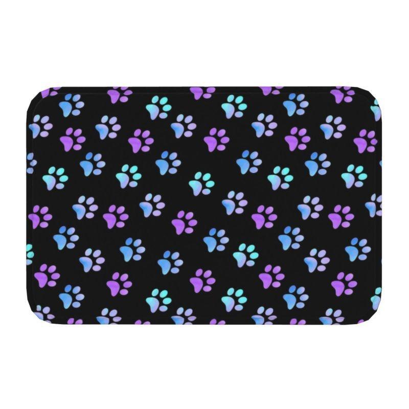 Buntes HundePfotenMuster Willkommen Eingangstür Matte Rutschfeste Teppiche für Schlafzimmer Dekor Heim Wohnzimmer Dekoration Küchenboden Matte