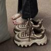 Fashion Woman Thick Bottom Sneakers 2025 Sneakers Women Casual White Shoes Spring Platform Leather Fashion Height Increasing Shoes