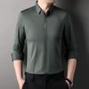 Men's Long-sleeved Shirt Without Letters and Hidden Buttons Spring and Autumn Middle-aged Business Casual Solid Color Anti-wrinkle Elastic White Shirt