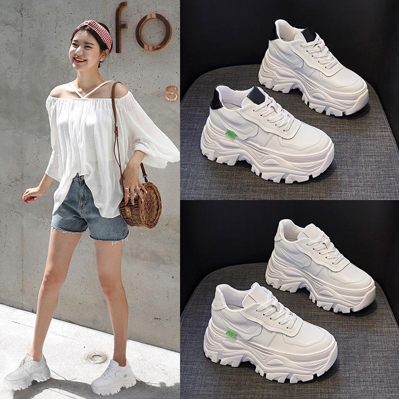 Little white shoe women's 2025 spring and autumn new thick-soled versatile casual muffin sports women's shoes inner height increase dad shoes women