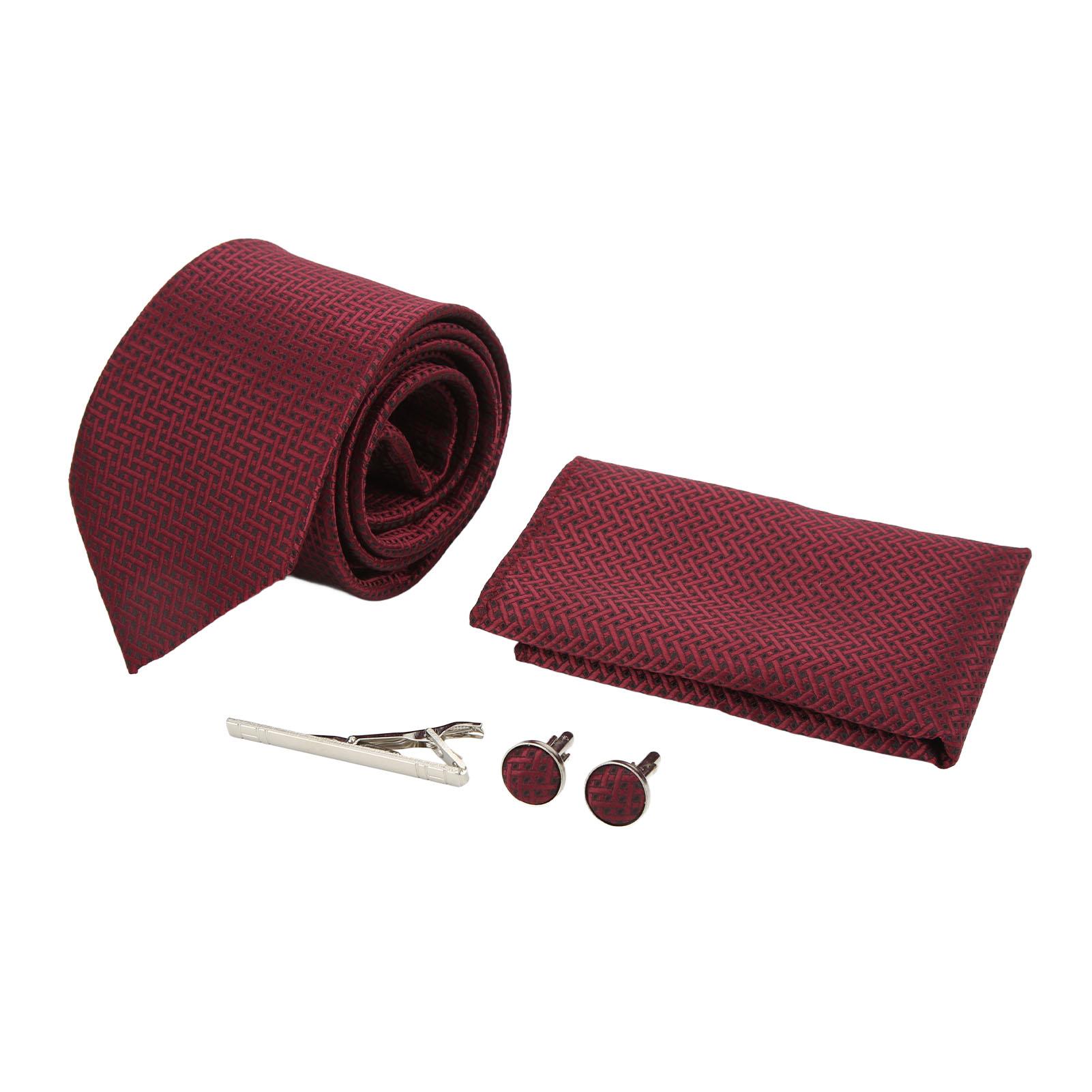 

Галстуки набор повседневный деловой стиль полиэстер пряжа полоски простые черные запонки коробка галстуки набор для