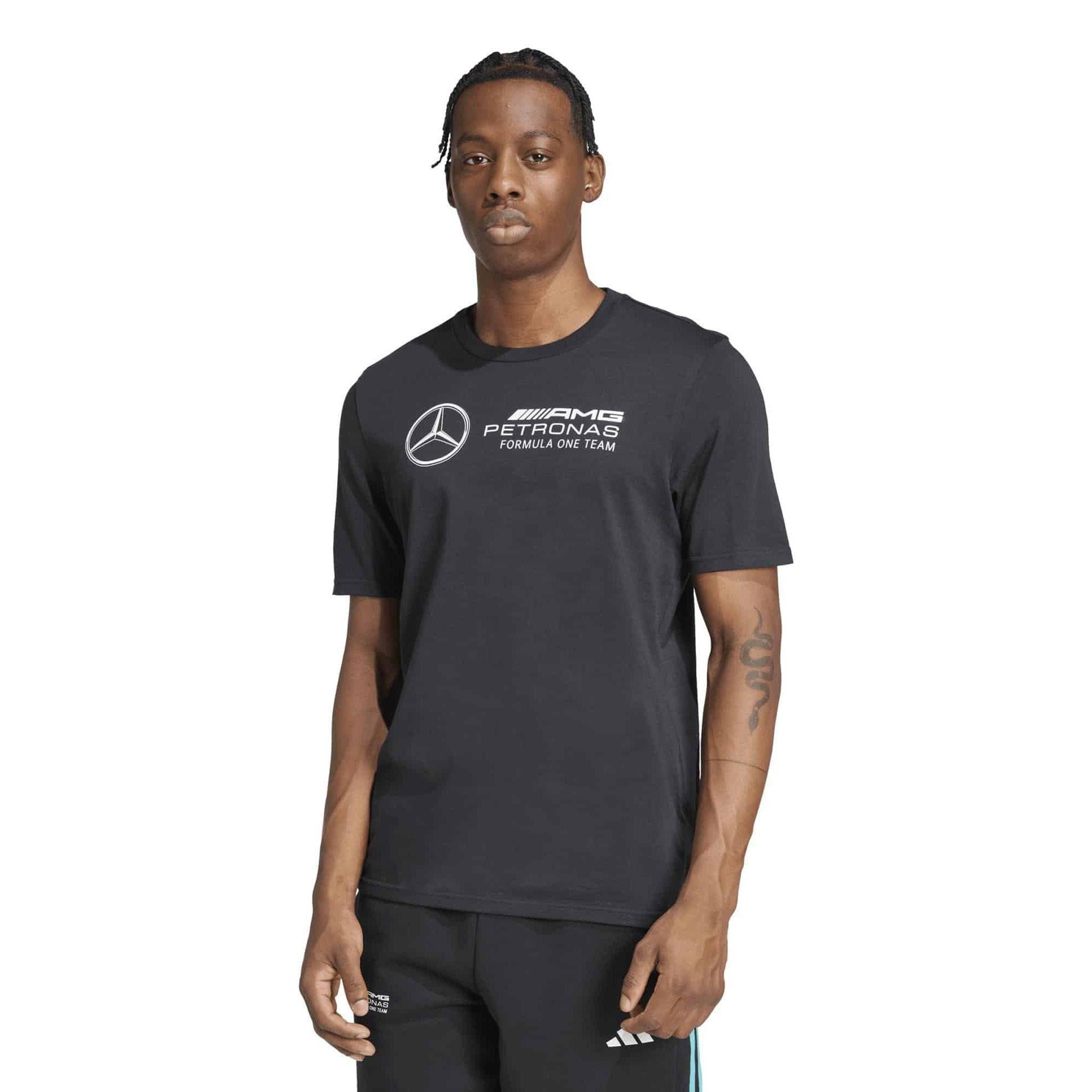 

Мужская футболка с коротким рукавом Adidas Mercedes AMG Petronas Formula One Team DNA, черно-белая (I4864, JV5425)