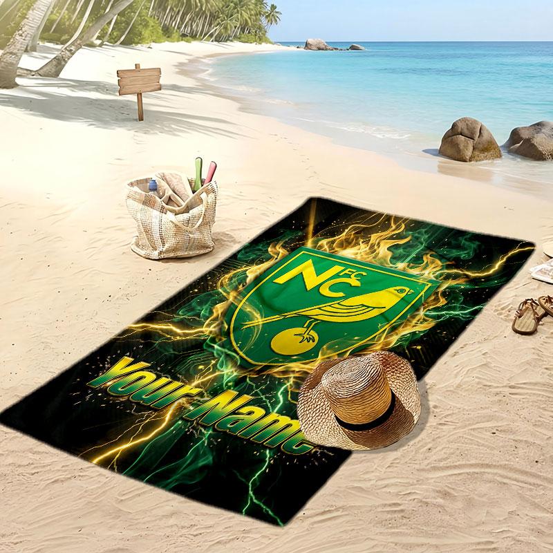 Norwich City Personalisiertes Bedrucktes Strandtuch Fußballlogo Unterstützung Benutzerdefinierter Name Text Absorbierendes Handtuch Für Sport Reisen Besonderes Geschenk