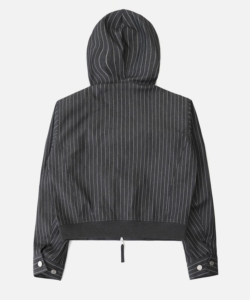 Badblood Striped Denim Zip-Up Hoodie - Black