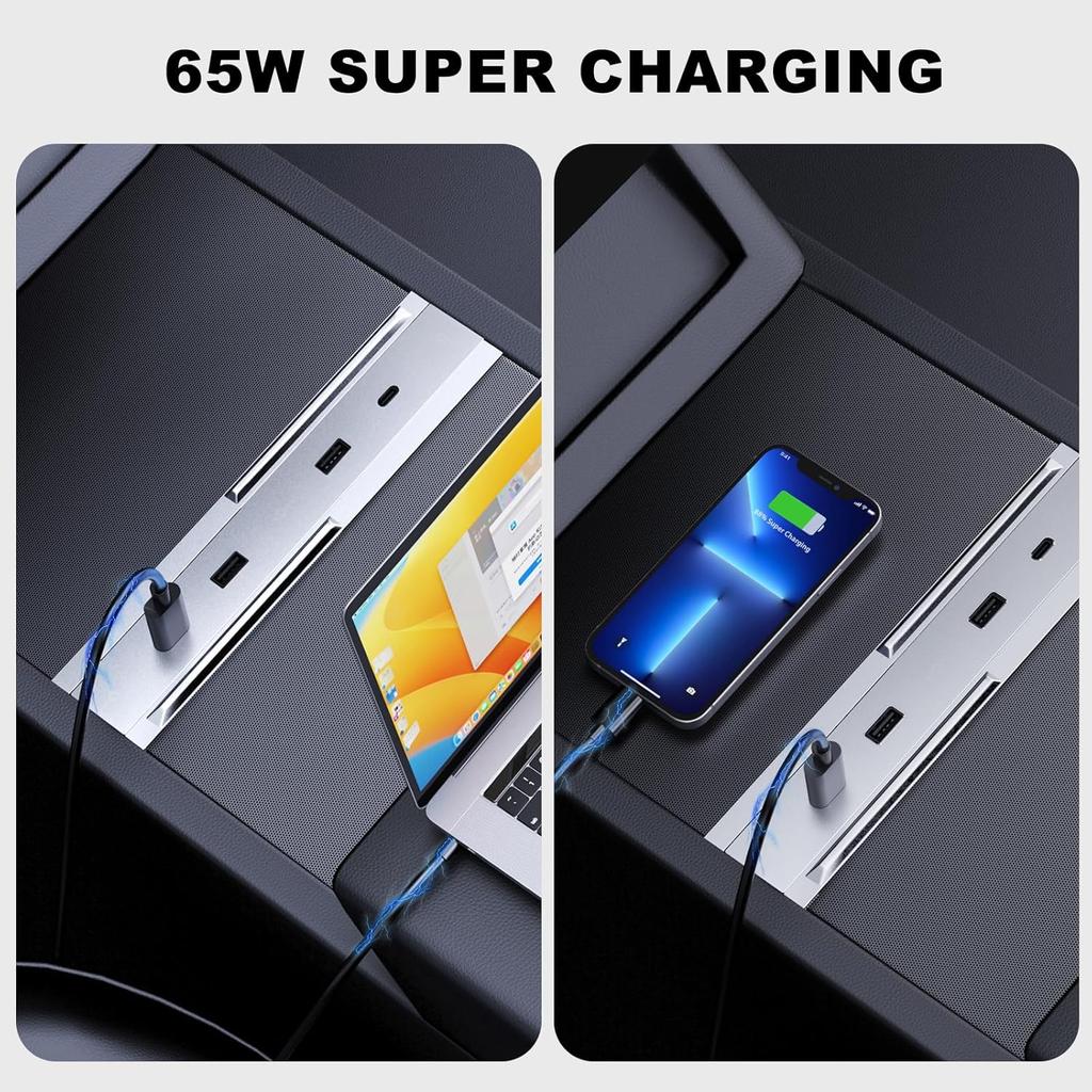 Xiaomi USB Hub For Tesla Model YL Y Launch Juniper 27W-65W Central Control Type-C USB HUB Fast Charging Model 3 Highland Expansion Dock