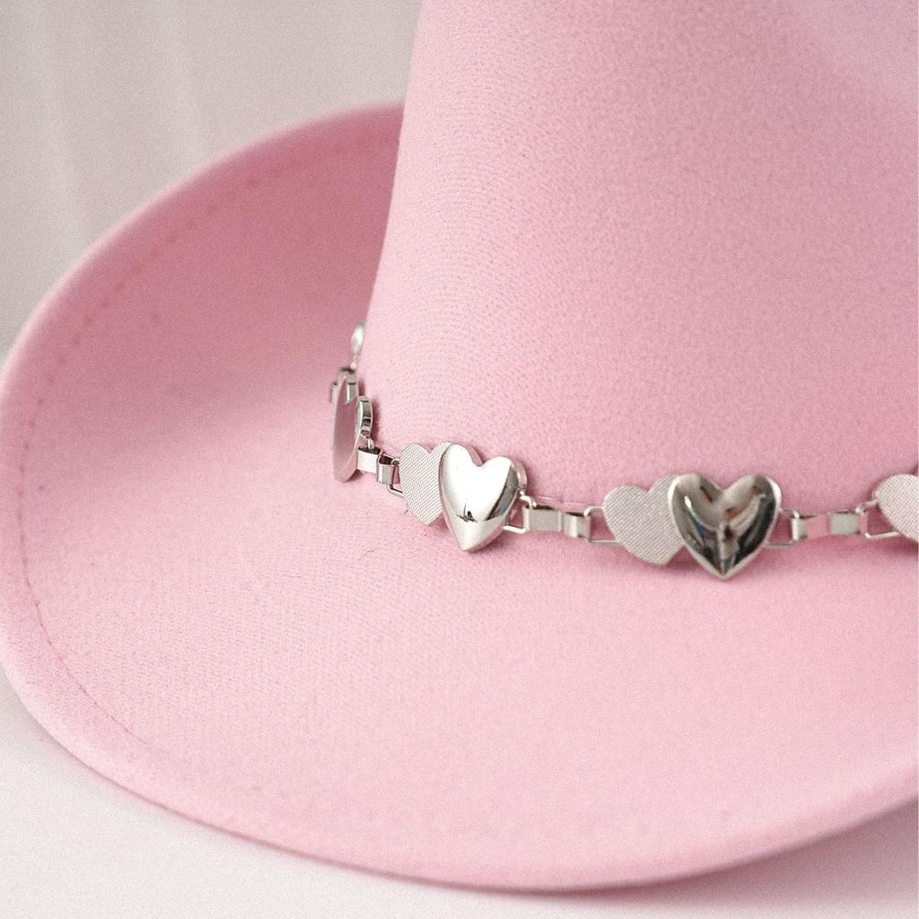 Cowboy hat hat with love metal hat chain top hat western felt hat chain hat