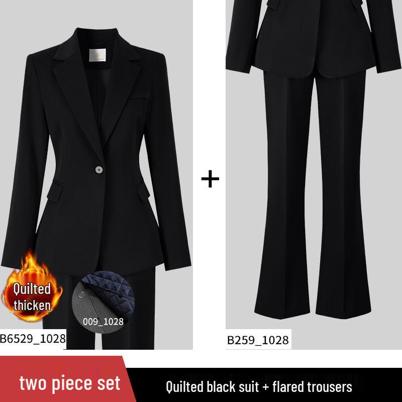 Women's 2025 New Style Dark Blue Padded Professional Suit Set