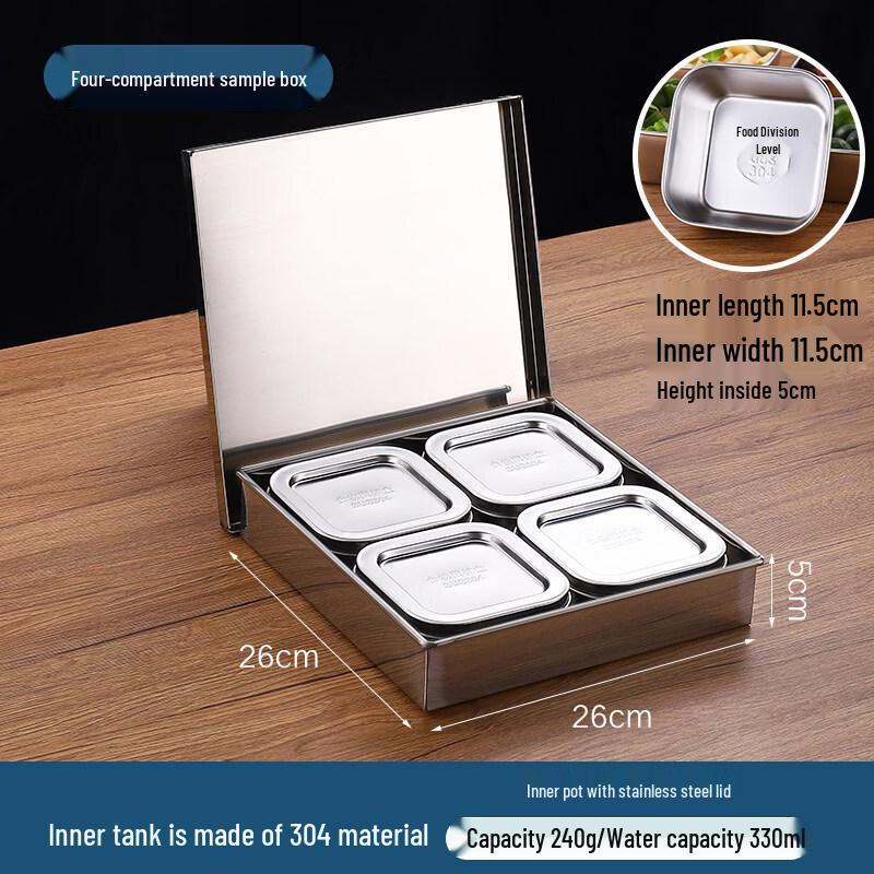 

304 Stainless Steel 4-Compartment Food Sample Retention Box