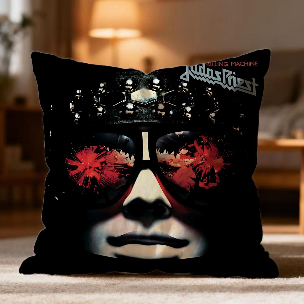 Fashion J-JJudas Priest Cushion Cover Soft Washable Pillow Case Multi-Scene for Couch Bed Travel Office Use