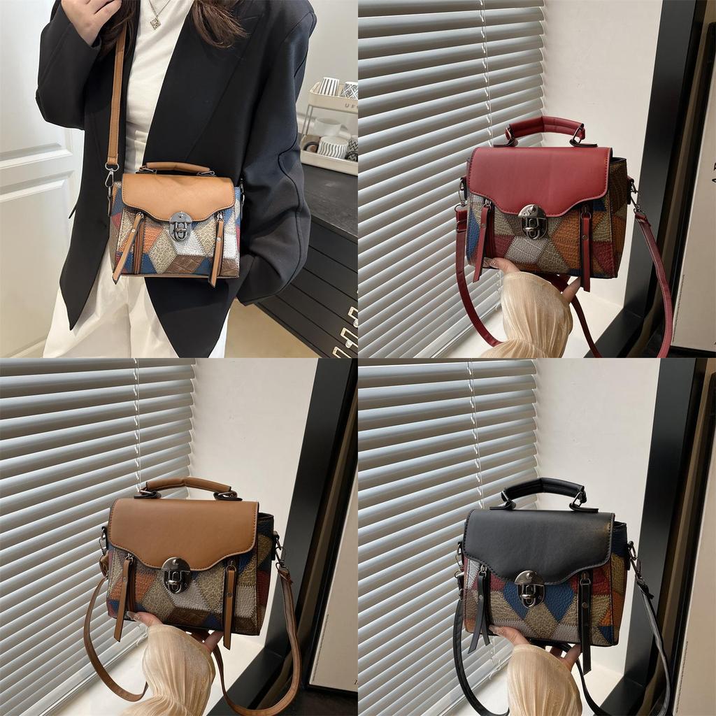 Pu Small Square Bag For Women With Top Handle And Shoulder Strap For Daily Fashion